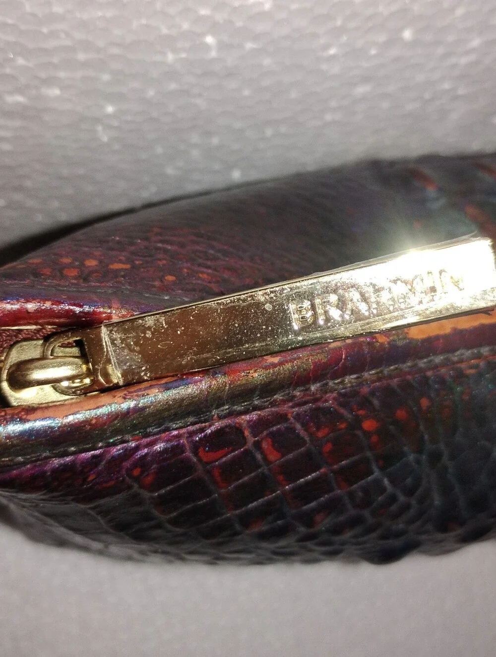 Brahmin Clutch Baguette Demi Bag Dragon Style Iridescent